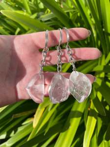 Keyrings: Clear Quartz Tumbled Crystal Keyring