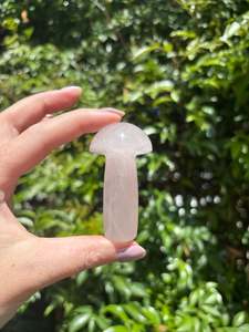 Carved Shapes Animals: Rose Quartz Mushroom F