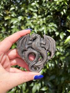 Crystals: Silver Sheen Obsidian Dragon Carving