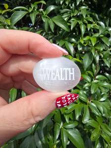 Selenite Mini Palm Stone | WEALTH