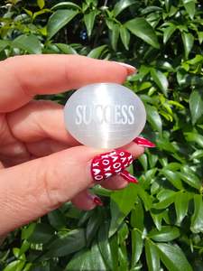 Selenite Mini Palm Stone | SUCCESS