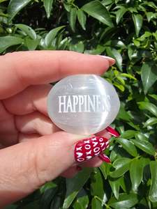 Palmstones: Selenite Mini Palm Stone | HAPPINESS