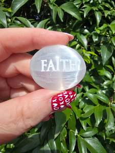 Selenite Mini Palm Stone | FAITH