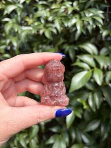 Carved Shapes Animals: Strawberry Quartz Buddha