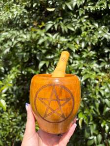 Homewares: Wooden Pentagram Pestle & Mortar