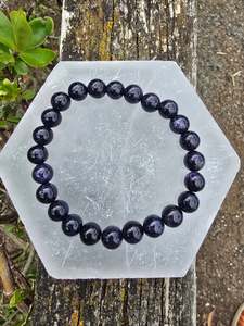 Jewellery: Blue Goldstone | Round Bead Bracelet