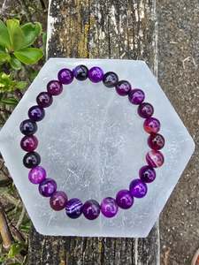 Purple Agate | Round Bead Bracelet