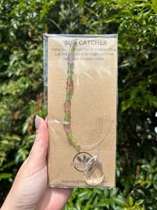 Tear Drops Diamonds: Peridot & Strawberry Quartz | Tear Drop Sun Catcher