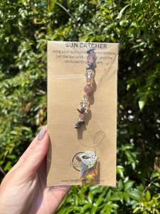 Tear Drops Diamonds: Hematite & Strawberry Quartz | Diamond Sun Catcher