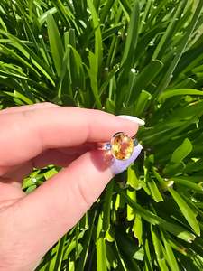 Citrine | Faceted Sterling Silver Adjustable Ring A