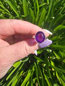 Amethyst | Faceted Sterling Silver Adjustable Ring B