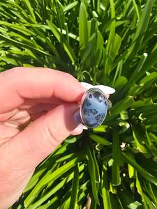 Rings: Dendritic Agate | Polished Sterling Silver Adjustable Ring B
