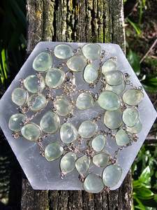 Chain Bracelets Necklaces: Prehnite | Rose Cut Sterling Silver Necklace 100cm