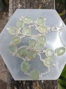 Prehnite | Rose Cut Sterling Silver Necklace 60 cm