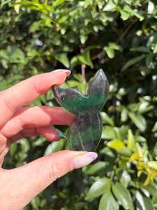 Carved Shapes Animals: Rainbow Fluorite Mermaid Tail E