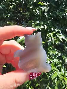 Natural Agate Druzy Small Cat E