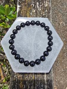 Black Tourmaline | Round Bead Bracelet