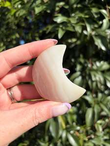 Pink Banded Calcite Self Standing Moon C