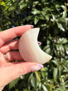Pink Banded Calcite Self Standing Moon B