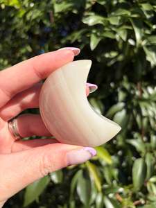 Pink Banded Calcite Self Standing Moon A
