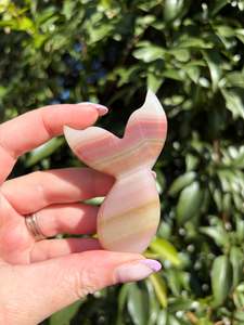 Pink Banded Calcite Mermaid Tail B