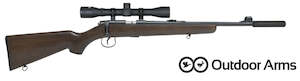 Firearms: 22 Outdoor Arms JW-15 Wood with 4x32 Scope & Silencer 16" Package