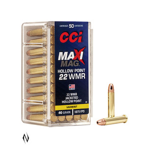 Ammunition Rimfire: CCI .22WMR 40gr Maxi Mag JHP