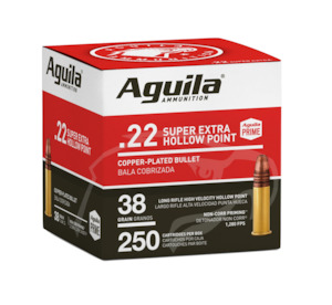 Ammunition Rimfire: Aguila .22LR Super Extra High Velocity 38gr Hollow Point 1280fps