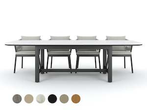 Outdoor Table: Bight curved dining table