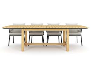 Outdoor Table: Bight curved dining table teak