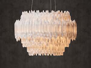 Selenite layer round pendant