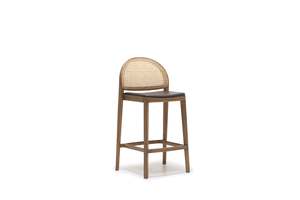Luk Counter Stool - Upholstered Seat & Rattan Back