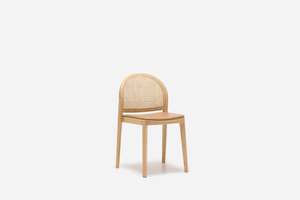 Tolv: Luk Dining Chair - Upholstered Seat & Rattan Back