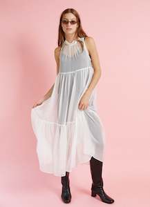 And She Was Dress - White Silk Organza