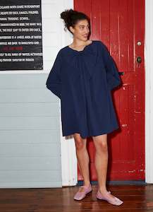 Nothings Wrong Bow Dress - Navy Cotton