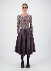 Bottoms: Strange Overtones Leatherette Skirt - Chocolate