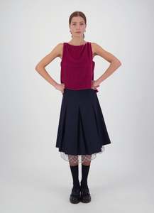 Bottoms: Everything Works Out Pleated Skirt - Navy Check