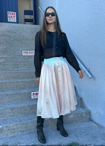 Bottoms: Sing It Loud Reversible Skirt - Blush Washed Satin
