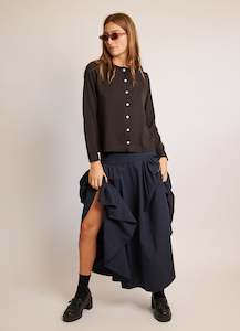 Some People Say Skirt - French Navy Tencel Cotton