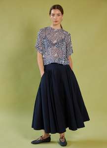 Bottoms: Some People Say Skirt - French Navy Tencel Cotton