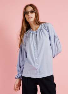 Blouses: Passing of Time Blouse - Cotton Pinstripe