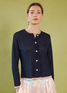 Space for Love Cardigan - Navy & Blush Mesh