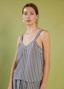 Blouses: Live in Space Cami - Viscose Silk Stripe