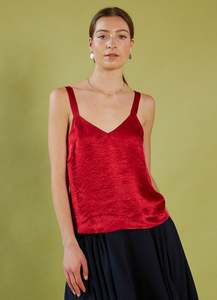 Live in Space Cami - Red Vintage Washed Satin