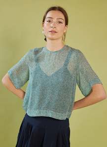 Low Stock: Moonlight Shadow Top - Green Dot Silk