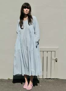 Sale: Happy All Night Dress - Pale Blue Check Cotton