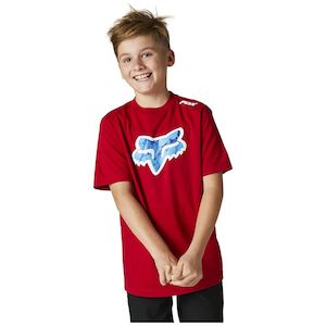 Kids Tops: FOX YOUTH KARRERA HEAD SS TEE [FLAME RED]