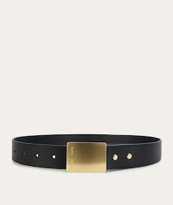 Wide Belt - Rectangle Buckle - Black/Brass