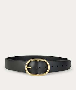 Wide Belt - Oval Buckle - Black/Brass