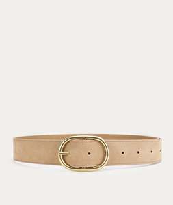 Products: Wide Belt - Oval Buckle - Oat Suede/Brass
